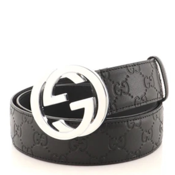 Gucci: Belt GG Interlocking Logo Monogram Leather Belt (Black) - Picture 15 of 15